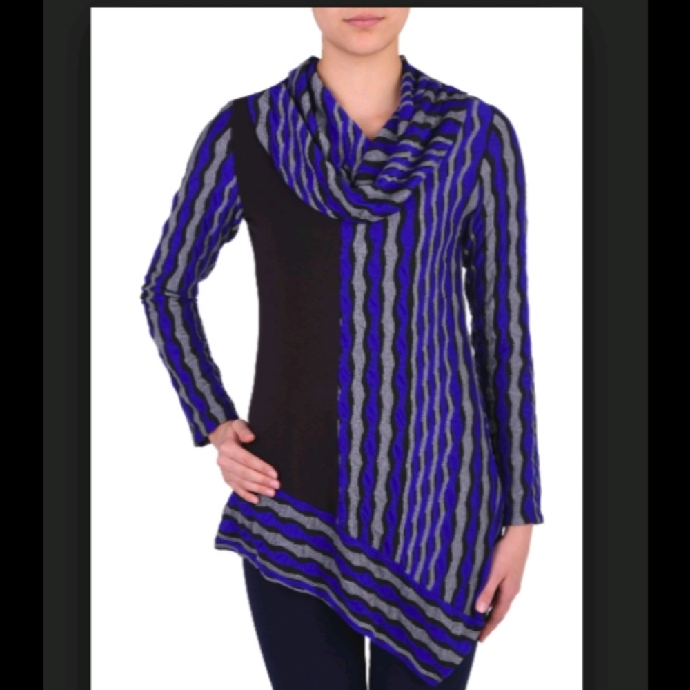 NEW Bianca Nygard Striped Cowl Neck Tunic